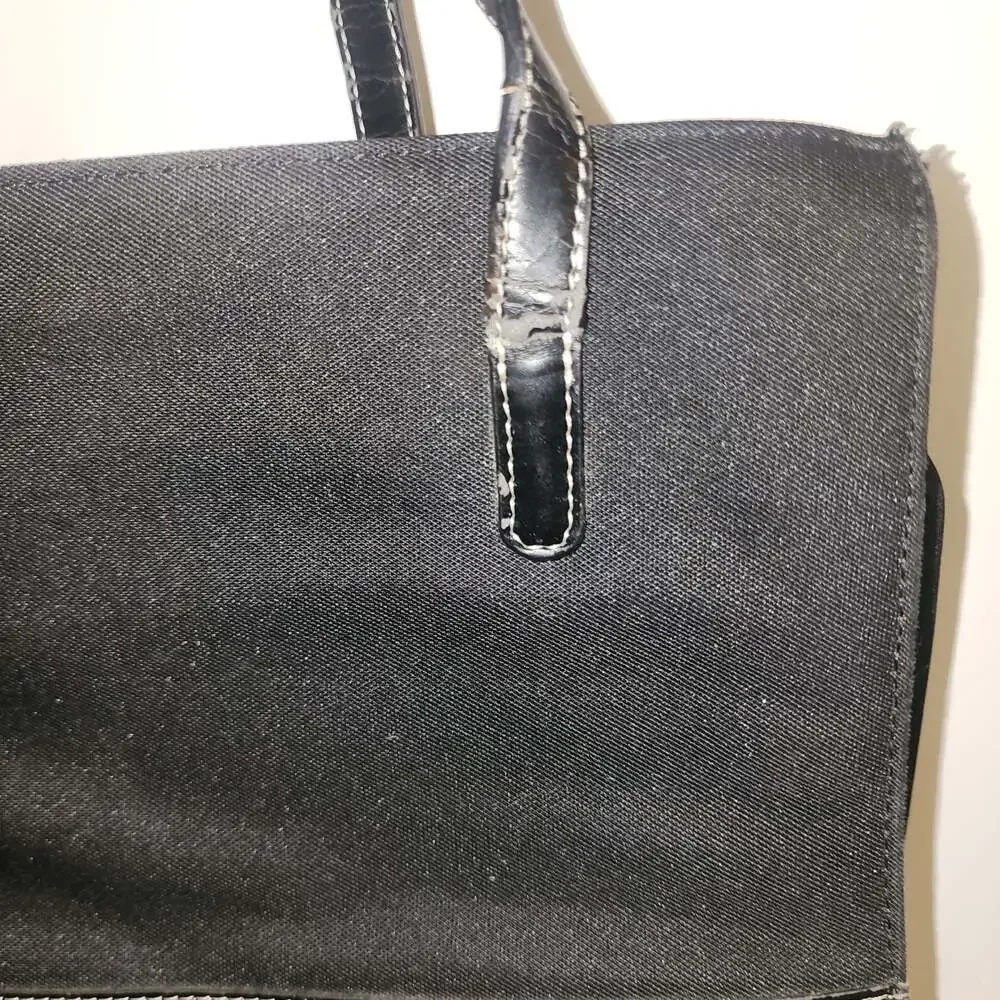 Kate Spade Black Canvas Tote Bag with Bow Detail